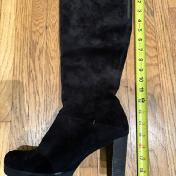 NWOT Paul Green Tall Black Suede Lug Sole Boot Size 8 - Picture 2 of 7